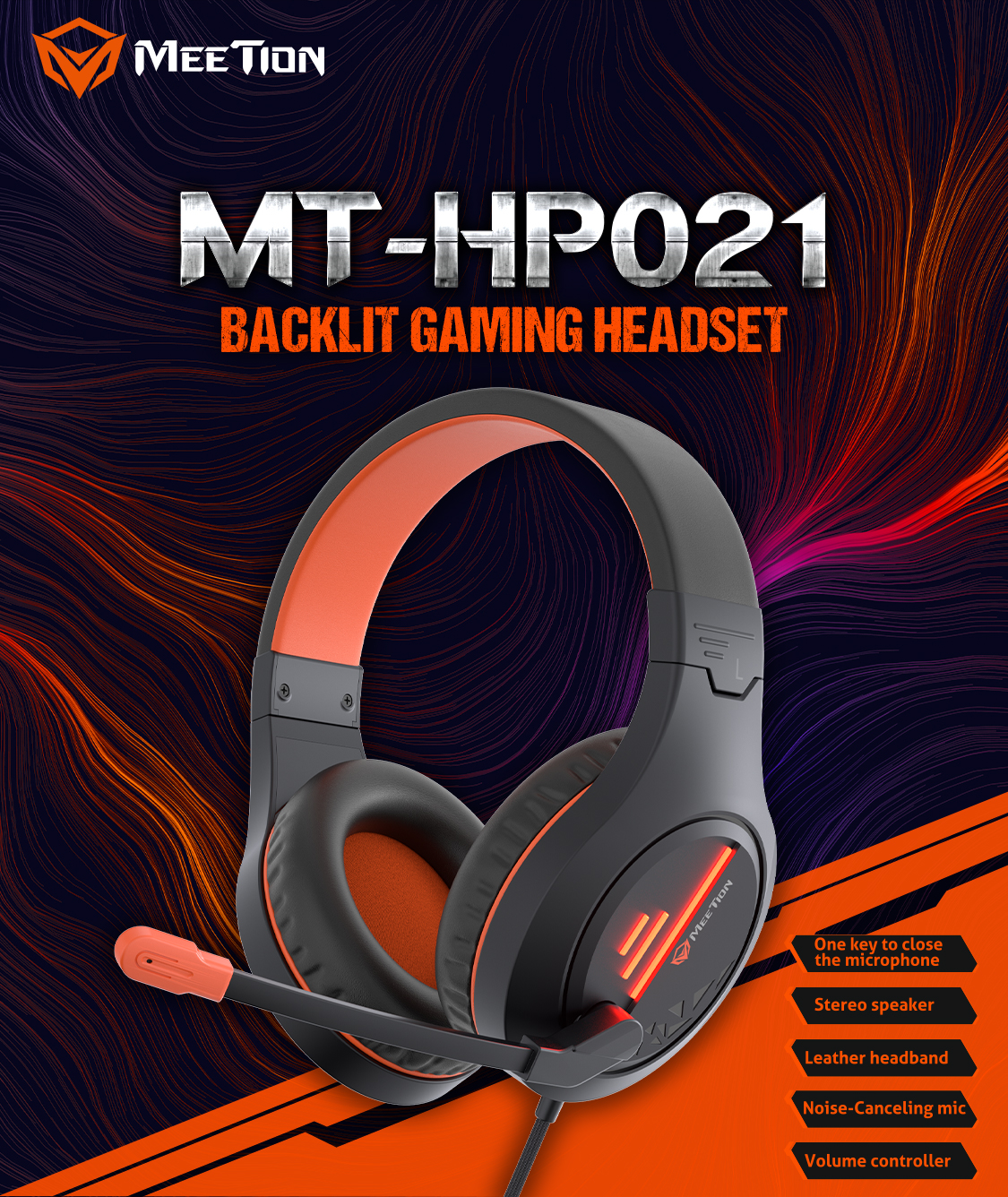 Meetion HP021 Stereo Gaming Headset with Mic Lightweight Backlit