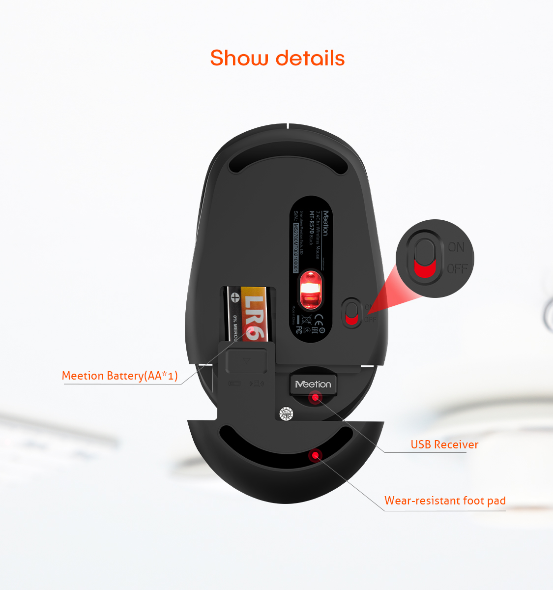 5 Colors Silent 2.4ghz Wireless Mouser570 Company | Meetion