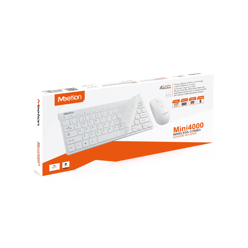 Meetion Mini4000 Slim- Ensemble Mini clavier et souris sans fil - Windows /  MAC - BLANC